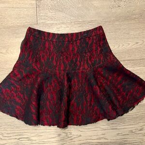 Burgundy Lace Mini Skirt